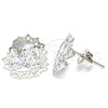 Rhodium Gold Filled Stud Earring, Heart Design, with White Cubic Zirconia, Polished, Rhodium Finish, 02.106.0028.1