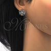 Rhodium Gold Filled Stud Earring, Flower Design, with White Cubic Zirconia, Polished, Rhodium Finish, 02.106.0030.1
