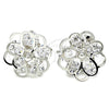 Rhodium Gold Filled Stud Earring, Flower Design, with White Cubic Zirconia, Polished, Rhodium Finish, 02.106.0030.1