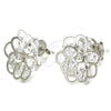 Rhodium Gold Filled Stud Earring, Flower Design, with White Cubic Zirconia, Polished, Rhodium Finish, 02.106.0030.1