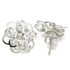 Rhodium Gold Filled Stud Earring, Flower Design, with White Cubic Zirconia, Polished, Rhodium Finish, 02.106.0030.1