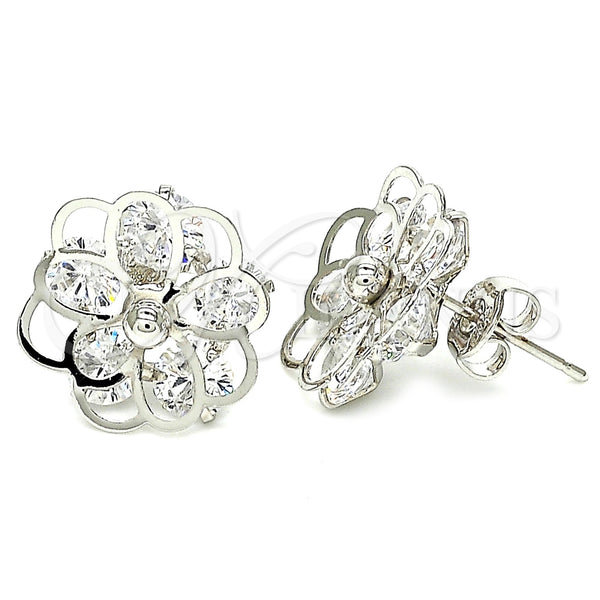 White Gold Filled Ring — Stud Earring Flower Design with White Cubic Zirconia — main product view — SKU 121087 | Oro Laminado Blanco anillo — Stud Earring flor diseño with blanco Cubic Zirconia — SKU 121087