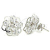 Rhodium Gold Filled Stud Earring, Flower Design, with White Cubic Zirconia, Polished, Rhodium Finish, 02.106.0030.1