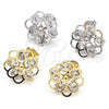 Rhodium Gold Filled Stud Earring, Flower Design, with White Cubic Zirconia, Polished, Rhodium Finish, 02.106.0030.1