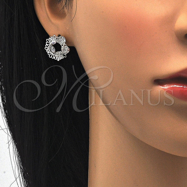 White Gold Filled Ring — Stud Earring with White Cubic Zirconia Polished 02. — alternate product view — SKU 121088 | Oro Laminado Blanco anillo — Stud Earring with blanco Cubic Zirconia pulido 02. — SKU 121088