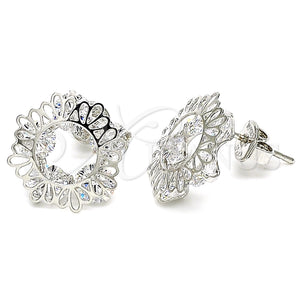 White Gold Filled Ring — Stud Earring with White Cubic Zirconia Polished 02. — main product view — SKU 121088 | Oro Laminado Blanco anillo — Stud Earring with blanco Cubic Zirconia pulido 02. — SKU 121088