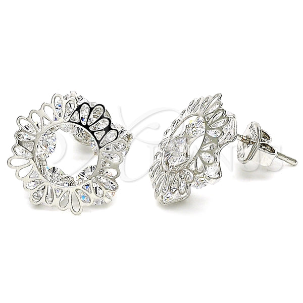 White Gold Filled Ring — Stud Earring with White Cubic Zirconia Polished 02. — main product view — SKU 121088 | Oro Laminado Blanco anillo — Stud Earring with blanco Cubic Zirconia pulido 02. — SKU 121088