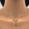 Oro Laminado Earring and Pendant Adult Set, Gold Filled Style with White Cubic Zirconia, Polished, Golden Finish, 10.287.0008