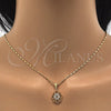 Oro Laminado Earring and Pendant Adult Set, Gold Filled Style with White Cubic Zirconia, Polished, Golden Finish, 10.287.0012