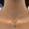 Oro Laminado Earring and Pendant Adult Set, Gold Filled Style with White Cubic Zirconia, Polished, Golden Finish, 10.287.0012