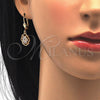 Oro Laminado Earring and Pendant Adult Set, Gold Filled Style with White Cubic Zirconia, Polished, Golden Finish, 10.287.0012