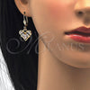 Oro Laminado Earring and Pendant Adult Set, Gold Filled Style Heart and Teardrop Design, with White Cubic Zirconia, Polished, Golden Finish, 10.287.0022