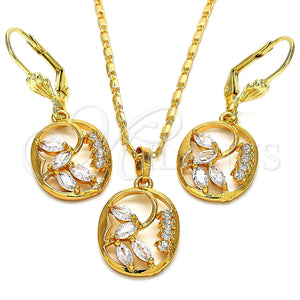 Gold Filled Ring — Earring and Pendant Adult Set Leaf Design with — main product view — SKU 121125 | Oro Laminado anillo — Earring and Pendant Adult Set Leaf diseño with — SKU 121125