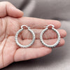 White Gold Filled Hoop Earrings — Medium Hoop Diamond Cutting 5. — alternate product view — SKU 121151 | Oro Laminado Blanco aretes de aro — Medium Hoop Diamond Cutting 5. — SKU 121151