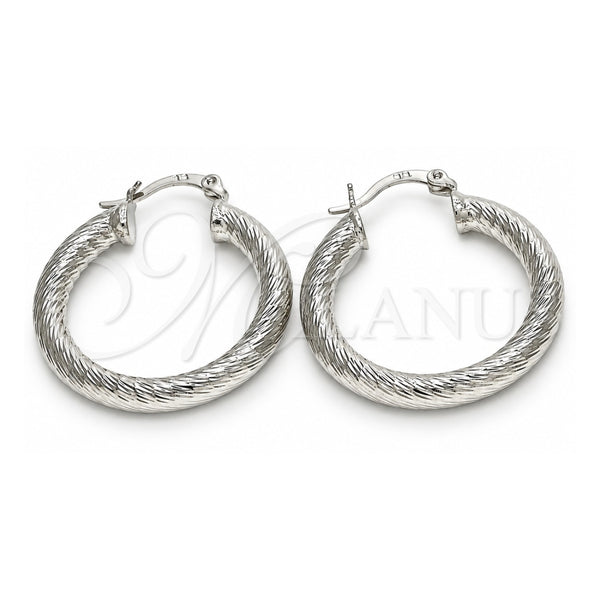 White Gold Filled Medium Hoop, Diamond Cutting Finish, Rhodium Finish, 5.139.010.1.30
