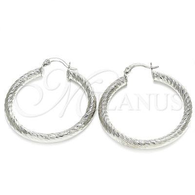 White Gold Filled Hoop Earrings — Medium Hoop Diamond Cutting 5. for wholesale, main product view