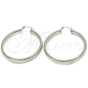 White Gold Filled Hoop Earrings — Large Hoop Diamond Cutting 5. — main product view — SKU 121153 | Oro Laminado Blanco aretes de aro — Large Hoop Diamond Cutting 5. — SKU 121153