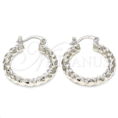 Rhodium Gold Filled Small Hoop, Twist Design, Diamond Cutting Finish, Rhodium Finish, 02.170.0108.2.25