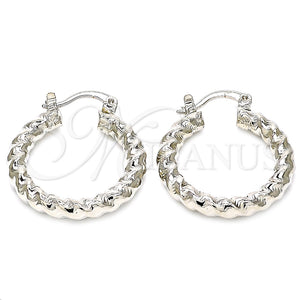 Rhodium Gold Filled Small Hoop, Twist Design, Diamond Cutting Finish, Rhodium Finish, 02.170.0108.2.25