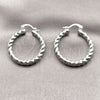 Rhodium Gold Filled Medium Hoop, Diamond Cutting Finish, Rhodium Finish, 02.170.0108.2.30