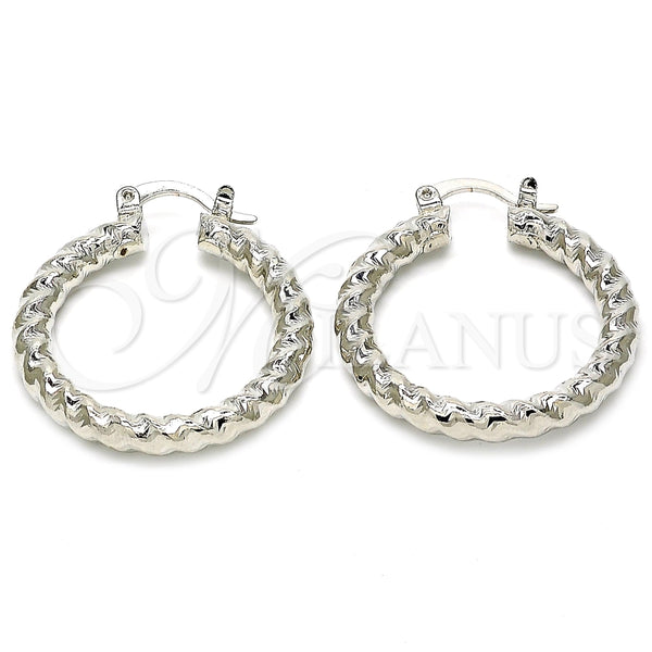 Rhodium Gold Filled Medium Hoop, Diamond Cutting Finish, Rhodium Finish, 02.170.0108.2.30