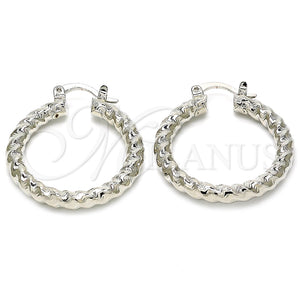 Rhodium Gold Filled Medium Hoop, Diamond Cutting Finish, Rhodium Finish, 02.170.0108.2.30