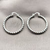 White Gold Filled Hoop Earrings — Medium Hoop Twist Design Diamond Cutting 02. — alternate product view — SKU 121156 | Oro Laminado Blanco aretes de aro — Medium Hoop Twist diseño Diamond Cutting 02. — SKU 121156