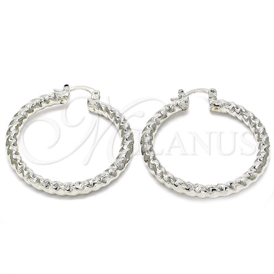 White Gold Filled Hoop Earrings — Medium Hoop Twist Design Diamond Cutting 02. for wholesale, main product view