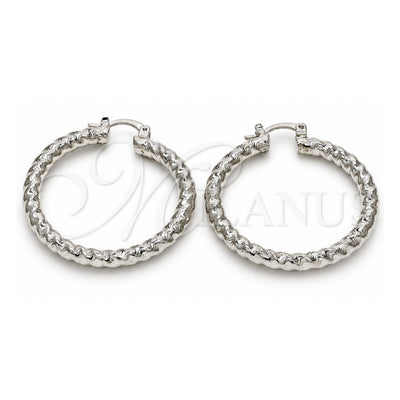 White Gold Filled Medium Hoop, Twist Design, Diamond Cutting Finish, Rhodium Finish, 02.170.0108.2.40