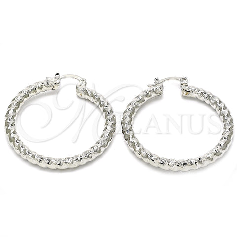 Rhodium Gold Filled Medium Hoop, Twist Design, Diamond Cutting Finish, Rhodium Finish, 02.170.0108.2.40