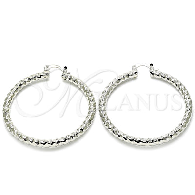 White Gold Filled Hoop Earrings — Large Hoop Twist Design Polished 02. for wholesale, main product view