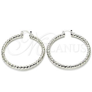 White Gold Filled Hoop Earrings — Large Hoop Twist Design Polished 02. — main product view — SKU 121157 | Oro Laminado Blanco aretes de aro — Large Hoop Twist diseño pulido 02. — SKU 121157