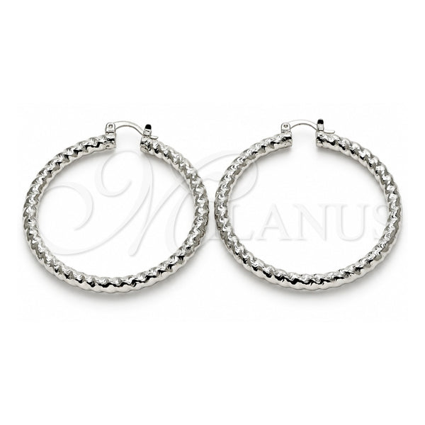 White Gold Filled Large Hoop, Twist Design, Polished, Rhodium Finish, 02.170.0108.2.50