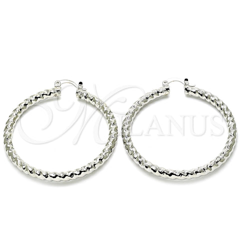 Rhodium Gold Filled Large Hoop, Twist Design, Polished, Rhodium Finish, 02.170.0108.2.50
