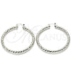 Rhodium Gold Filled Large Hoop, Twist Design, Polished, Rhodium Finish, 02.170.0108.2.50