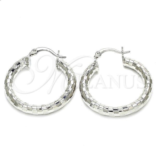 White Gold Filled Hoop Earrings — Medium Hoop Polished 5. — main product view — SKU 121159 | Oro Laminado Blanco aretes de aro — Medium Hoop pulido 5. — SKU 121159