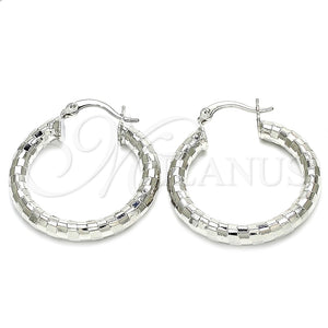White Gold Filled Hoop Earrings — Medium Hoop Polished 5. — main product view — SKU 121159 | Oro Laminado Blanco aretes de aro — Medium Hoop pulido 5. — SKU 121159