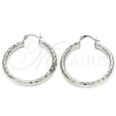 Oro Laminado Blanco aretes de aro — Medium Hoop pulido 5. por Mayoreo, vista principal del producto