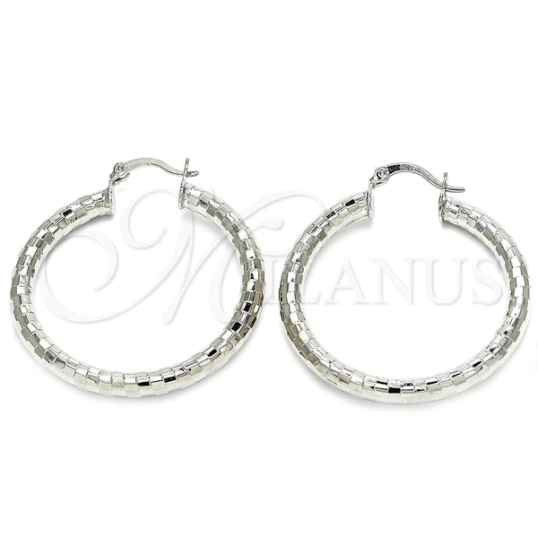 White Gold Filled Hoop Earrings — Medium Hoop Polished 5. — main product view — SKU 121160 | Oro Laminado Blanco aretes de aro — Medium Hoop pulido 5. — SKU 121160