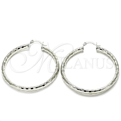 Oro Laminado Blanco aretes de aro — Large Hoop pulido 5. por Mayoreo, vista principal del producto