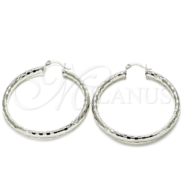 White Gold Filled Hoop Earrings — Large Hoop Polished 5. — main product view — SKU 121161 | Oro Laminado Blanco aretes de aro — Large Hoop pulido 5. — SKU 121161