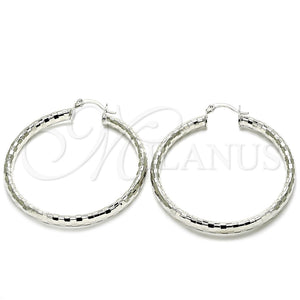 White Gold Filled Hoop Earrings — Large Hoop Polished 5. — main product view — SKU 121161 | Oro Laminado Blanco aretes de aro — Large Hoop pulido 5. — SKU 121161