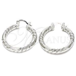 Rhodium Gold Filled Medium Hoop, Diamond Cutting Finish, Rhodium Finish, 02.170.0228.1.30