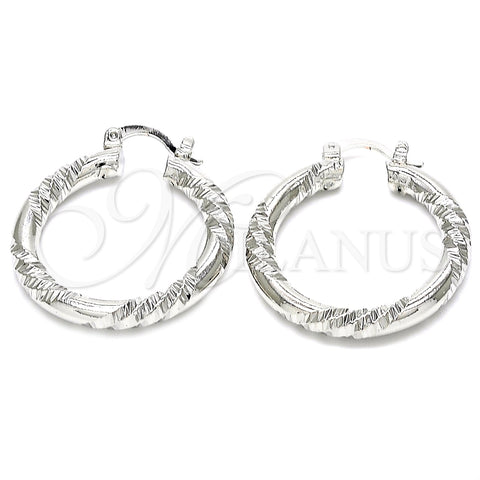 Rhodium Gold Filled Medium Hoop, Diamond Cutting Finish, Rhodium Finish, 02.170.0228.1.30