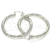 White Gold Filled Hoop Earrings — Medium Hoop Diamond Cutting 02. — alternate product view — SKU 121167 | Oro Laminado Blanco aretes de aro — Medium Hoop Diamond Cutting 02. — SKU 121167