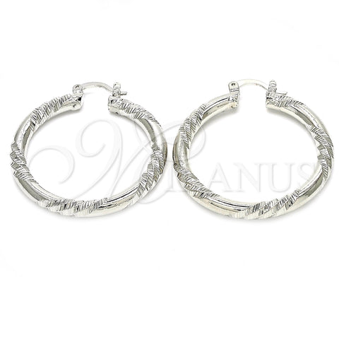 Rhodium Gold Filled Medium Hoop, Diamond Cutting Finish, Rhodium Finish, 02.170.0228.1.40