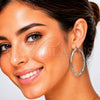 White Gold Filled Hoop Earrings — Large Hoop Diamond Cutting 02. — alternate product view — SKU 121168 | Oro Laminado Blanco aretes de aro — Large Hoop Diamond Cutting 02. — SKU 121168