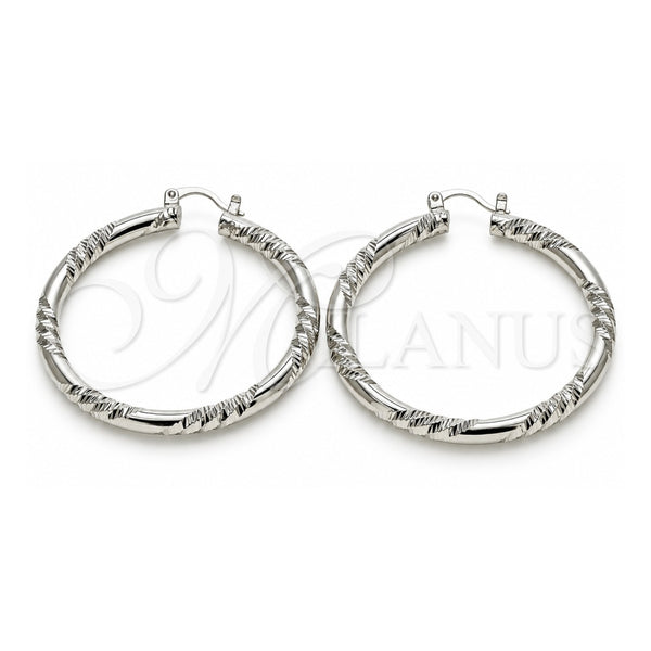White Gold Filled Large Hoop, Diamond Cutting Finish, Rhodium Finish, 02.170.0228.1.50