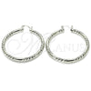 White Gold Filled Hoop Earrings — Large Hoop Diamond Cutting 02. — alternate product view — SKU 121168 | Oro Laminado Blanco aretes de aro — Large Hoop Diamond Cutting 02. — SKU 121168