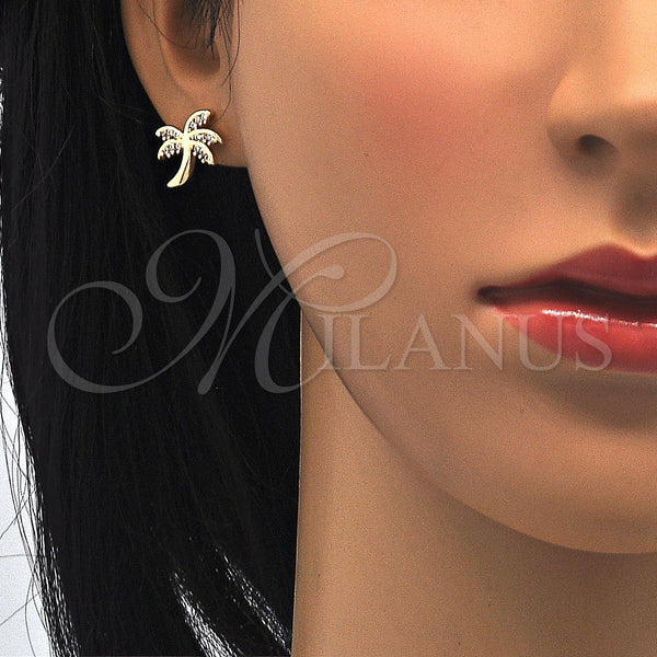 Gold Filled Ring — Stud Earring Tree Design with White Cubic Zirconia — alternate product view — SKU 121200 | Oro Laminado anillo — Stud Earring Tree diseño with blanco Cubic Zirconia — SKU 121200